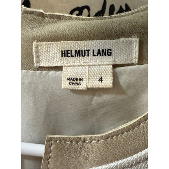 Helmut Lang Creamy Slash Lamb Leather Panel Dress Size 4 So Chic! - Picture 7 of 7